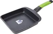 Bra Prior - Grill Pan, Cast Aluminium with Classic Non-Stick Teflon Smooth 22 cm Black