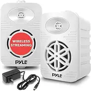 Pyle 4” Bluetooth Speakers, Indoor/Outdoor Waterproof Wireless 2-Way Speaker System with 1/2” Polymer Tweeter, Heavy Duty ABS Construction, Perfect for Patio, Pool, Boat, or Deck Use (White, 2-Pack)