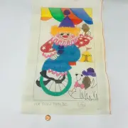 Hand Painted Needlepoint Pattern Canvas Clown On Unicycle Lee Needle Arts