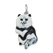 Sterling Silver Enameled Black & White Cat Charm