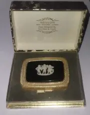 Vtg RARE NIB Revlon Van Cleef Arpels Renaissance Design Love Pat Powder Compact