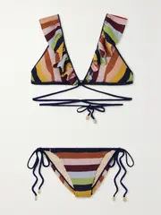 [Zimmermann] Zimmermann - Alight Striped Metallic Stretch-knit Bikini - Multi - 2 2 Multi