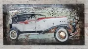 Old Fashioned Rolls Royce Vintage Car Painting Metal Canvas Mixed Media Wall Art