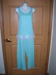 NATORI - "SHANGRI-LA " GORGEOUS SLEEVELESS PJ's - SKY BLUE - SIZE LARGE - NWT!!
