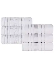 Superior Set of 6 Sadie Zero Twist Cotton Jacquard Floral Absorbent Hand Towels