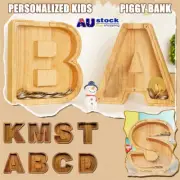 Creative Saving Box 26 English Alphabet Wooden Money Storage Box Tip Jar Gift AU