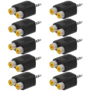 10 Pcs 3.5mm 1/8" Stereo Plug to 2 RCA Jack Adapter Audio Converter Y Splitter
