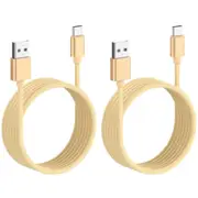 2 Pack 2m Long Data Transfer Charger Charging USB Type C Phone Tablet Cable Cord Bulk Braided Gold Nylon