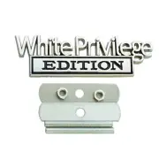 1x Front Grille White Privilege Badge Decal Sticker Nameplate UK.
