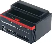 Hard Drive Docking Station USB 2.0 to SATA External HDD with 2-Port Hub, Offline Clone Function for 2.5 Inch & 3.5 Inch HDD SSD SATA I/II/II,Card Reader TF/SD/XD/CF/MS/M2 VCXN