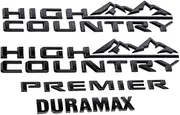 Tailgate Side Emblem Badge Nameplate 86533390 Replacement for 2015-2021 High Country Premier Duramax 4pcs (Gloss Black)