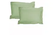 Accessorize 325TC Pair of Stripe Jumbo / Queen Pillowcases Green