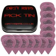 24 x Dunlop Tortex Sharp Guitar Picks / Plectrums - 1.14mm Purple In A Pick Tin