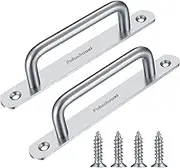 2 Pcs Barn Door Handles, Sliding Door Pull Handles, Stainless Steel Closet Cabinet Door Handles Pulls with Plates for Cupboard Cabinet Wardrobe Drawer Shed Pull Handles, 160mm/6.3 inch - Silver