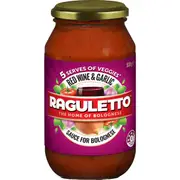 Raguletto Red Wine Bolognese Pasta Sauce With Tomato & Garlic 500g
