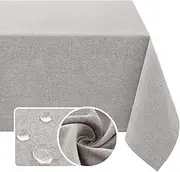 Smarcute Rectangle Tablecloth Linen Textured Waterproof & Stain Resistant Table Cloth Washable Polyester Table Cover for Dining/Parties/Buffet/Camping,152cm x 259cm,Heather Taupe