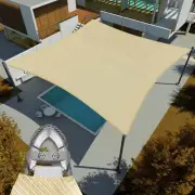 5ft Shade Sail Rectangle Beige Sun Canopy Cover with Steel Wire Garden Outdoor