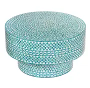 DIAMOND PEARL BLUE ROUND COFFEE TABLE BLUE