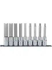 Draper Tools 1/2 Sq. Dr. 100mm Long Metric HEXal Socket Bit Set 9 Pcs (16308)