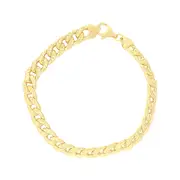 9kt Yellow Gold Silver Infused Curb Bracelet 20cm