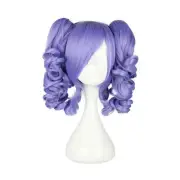 Hair Wigs for Women 14" Purple Curly Wig with Wig Cap Shoulder Length Ponytail