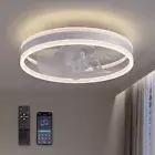 Ceiling Fans with Lights and Remote Flush Mount White Ceiling Fan with Light,...