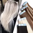 Invisible 100% Russian Tape In Remy Human Hair Extensions Skin Weft Full Head AU