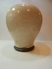 Ceramic, Raku Pottery, 6.5 x 6.5 ", Crackle White, Interior unglazed