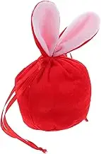ULTECHNOVO Red Large Easter Bunny Candy Bag Plush Fabric Treat Bag with Handles for Ample Space for Treats Festive Bunny Design for Easter Basket Fillers Party Favors