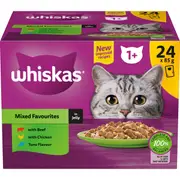 Whiskas 1+ Years Adult Mixed Favourites In Jelly Wet Cat Food Pouches - 24x85g