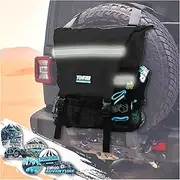 YUNFUER Spare Tire Trash Bag, Heavy Duty Tailgate Trash Bag, Fit up to 40'' Tire, Ultimate Organizer for Off Road, Large Capacity Cargo Spare Tire Storage Package for Truck, SUV or Car (Black)