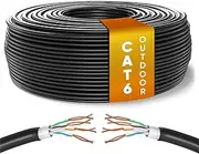 Outdoor Waterproof 100 m Ethernet Network Cable Cat 6, LAN Network Cable for Fast & Reliable Internet, AWG24 Ground Cable Cat 6, 1 Gbps 250 MHz UTP CCA Bulk Cable (100 Metres, Black)