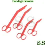 4 Lister Bandage Scissors 3.5" 4.5" 5.5" 7.25" Red Color Surgical Instruments