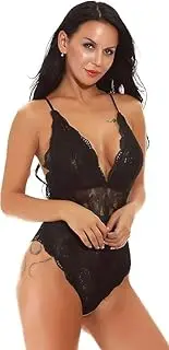 [Generic] Women Floral Lace Sleeveless Lingerie Sleepwear One-Piece V Neck Bodysuit Backless Nightwear
