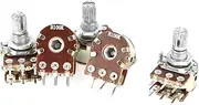 Aexit 5 (Potentiometer) Pcs B100K 100K Ohm Metal Rotating Shaft 6 Terminals Rotary Dual Linear (51ry72qf223) Taper Potentiometers
