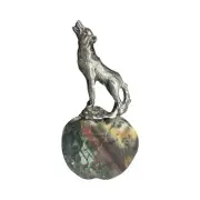 Pewter Howling Wolf On Bloodstone