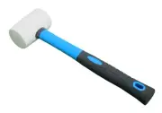 8-Ounces White Solid Rubber Mallet, Fiberglass Handle with Soft Rubber Grip, ...