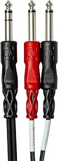 Hosa 1/4 Inch TRS To Dual 1/4 Inch TS Insert Cable, 1 Meter Length, Black/Silver/Red