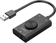 SC2 USB Audio Interface External Sound Card for Desktop PC and Notebook, USB Sound Card Converter with Volume Adjustable, Driverless Plug and Play, Compact Design