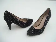 WITTNER POLAND BLACK KID SUEDE LADIES DRESS HEELS SHOES EU SIZE 37 NEW