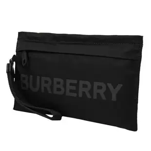 BURBERRY 8052840 品牌LOGO尼龍拉鍊手提/萬用包.黑