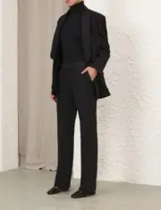 New Women's Zimmermann Classic Pavilion Straight Leg Tux Pant Black 1