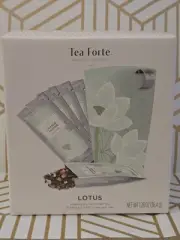 NIB- Tea Forte Lotus 12oz Ceramic Steeping Cup/Infuser & Lid With 10 Single Teas
