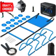 Agility Ladder Training Set 20Ft Ladder Cones Hurdles Jump Rope Parachute