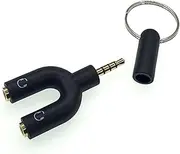 3.5mm TRRS 4-Pole Audio Splitter Supports Microphone for iPod iPad iPhone Smartphone Android Mobile Phone Tablet Notebook - Black