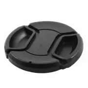 Plastic Snap Digital Camera Clip-on 58mm Center Pinch Front Lens Cap Cover Black