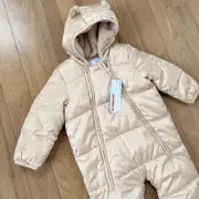 Baby Gap PrimaLoft Puffer Snowsuit Bunting Ivory 18-24 Months Fleece Lined NWT
