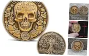 Memento Mori Coin - Skull & Tree of Life Design, Memento Vivere Theme, Display