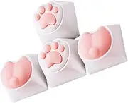 Veemoon 4Pcs Cute Cat Paw Keycaps Keycaps for Mechanical Gaming Keyboard Easy to Install Skin Friendly Design for Cat Lovers