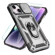 Compatible with iPhone 13 Case/iPhone 14 Case with HD Screen Protector Silver